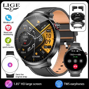 LIGE | LIGE 2 In 1 TWS Earphone Smartwatch Headset Smart Watches Bluetooth Headphones 1.85" BT Call Heart Rate Sports Fitness Bracelet