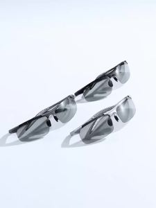 Classic Semi-Rimless Photochromic Polarized Sunglasses - Spring Hinges UV400 for Driving Fishing & Daily Use
