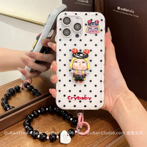 Korean Polka Dot Transforming Phone Case for iPhone 16 pro Max Sweet Cool Style Womens Version with Lanyard Full Cover Anti-Fall