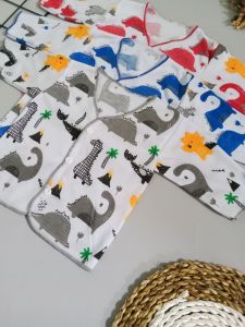 baju bayi baru lahir lengan panjang 0-6 bulan motif dinosaurus