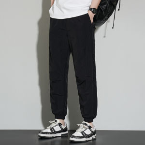 Summer Thin Ice Silk Mens Nine-Five Casual Pants Colorful Slim Straight Loose Elastic Cuffed Cool Feeling Casual Trousers