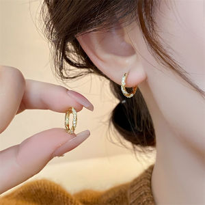 New Design Light Luxury Unique Zircon Winding Hoop Earrings 2024 Fashion Women Elegant Gold Color Metal Jewelry Gifts