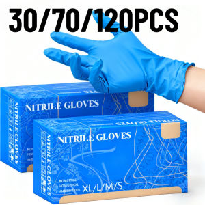 30/70/120PCS Disposable Blue Nitrile Gloves Suitable for Home Hotel Cleaning Baking Bread Kitchen Cleaning Gloves And Tools