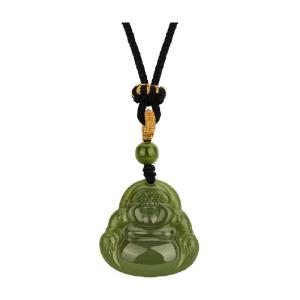 สร้อยคอพระพุทธเจ้าหยกฮั่ฟเตียนธรรมชาติ Dream Gold Garden สร้อยคอพระพุทธเจ้ายิ้มขนาดใหญ่สำหรับทั้งชายและหญิง โซ่ติดสร้อยคอ