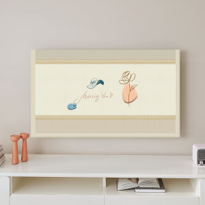 New 2025 LCD TV Dust Cover Cloth Curved Hanging Style for 50-100 Inch TVs Protective Shield Home Fabric Nordic Style Spring Day Peony