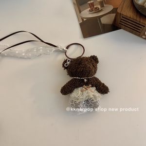 Lolita Style Bear Plush Keychain Cute Lace Skirt Hanging Decoration Creative Gift Soft Stuffed Animal Trendy Korean Design
