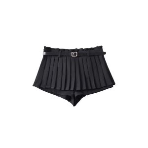 Váy Ngắn Xếp Ly Lưng Cao Màu Đen Cho Nữ Mùa Hè Mới Mini Chống Ánh Sáng Cho Bé Gái Dáng Chữ a Đa Năng