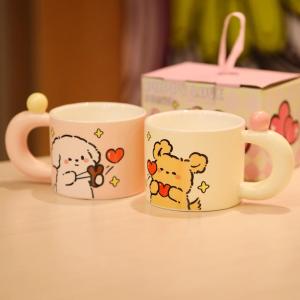Cốc Cà Phê Gốm Cao Cấp Dễ Thương Hoạt Hình Chất Liệu Gốm Sứ Quà Tặng Sinh Nhật Cho Cặp Đôi Dung Tích 380ml Hộp Quà Tặng
