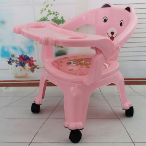 Portable Childrens Dining Chair Baby Call Chair Multifunctional Meal Seat Back Chair Cartoon Stool with Wheel Eating Plate