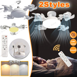 2 IN1 Ceiling Fan Light Remote Control Dimmable LED Light 3 Speed Adjustable Energy Saving E27 Base Bedroom Kitchen Ventilateur
