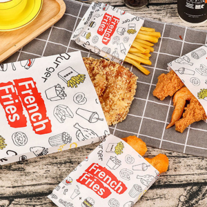 100Pcs/Kit Greaseproof Food Wax Paper Bag Pouch French Fries Sandwich Pancake Burger Wrapper Bag