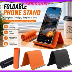 KEBIDUMEI 2PCS Portable Foldable Silicone Phone Stand Holder Adjustable Multi-Angle for Mobile Tablet Laptop Lightweight Bendable Desktop & Travel Use