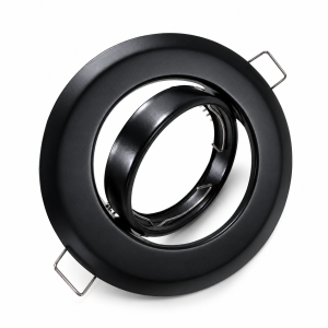 1/10 Chiếc Đen GU10 MR16 Đèn LED Âm Trần Tròn Đèn Downlight Âm Trần Có Thể Điều Chỉnh Sắt Khung Kim Loại Ốp Trần Bóng Đèn Giá Đỡ Cho Tiền Sảnh