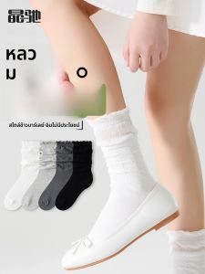 JINGCHI | ถุงเท้าผู้หญิงฤดูร้อนบางเฉียบ 2025 ถุงเท้าทรงหัวเข็มขัดแบบลำลอง ถุงเท้าคอตตอนแบบยาวครึ่งแข้ง เหมาะกับรองเท้า Birkenshoes