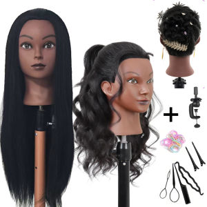 หัวหุ่นฝึกทำผมสำหรับช่างทำผม พร้อมที่หนีบและเครื่องมือสำหรับฝึกถักเปียและจัดแต่งทรงผม