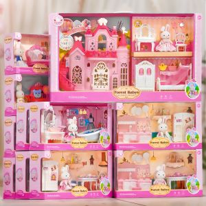 New Girl Play Toy Bunny Castle Double layered Baby Bed Bedroom Kitchen Box Kindergarten Gift