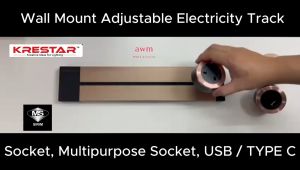 AWM KRESTAR Electrical Power Track adjustable movable 13a socket usb type c port sirim 400mm 600mm 800mm