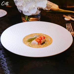 Elegant White Ceramic Dish Plate Soup Bowl Western Molecular Gastronomy Dining Utensils Nordic Style round Shape Universal Use