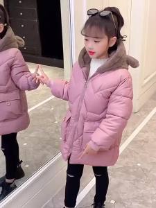 Winter Thicken Girls Jacket New Fashion Keep Warm Long Parkas Cute Bear Hooded Outerwear Birthday Gifts 4-12 Years Kids Clothes