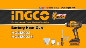 INGCO 20V LI-ION HEAT GUN 30~300/30~550°C LCD HGLI2003