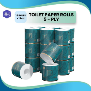 [18 Rolls/ Box] ManHua 5-Ply Toilet Paper Rolls 110g / Thick Facial Tissue For Better Absorbency/Manhua
