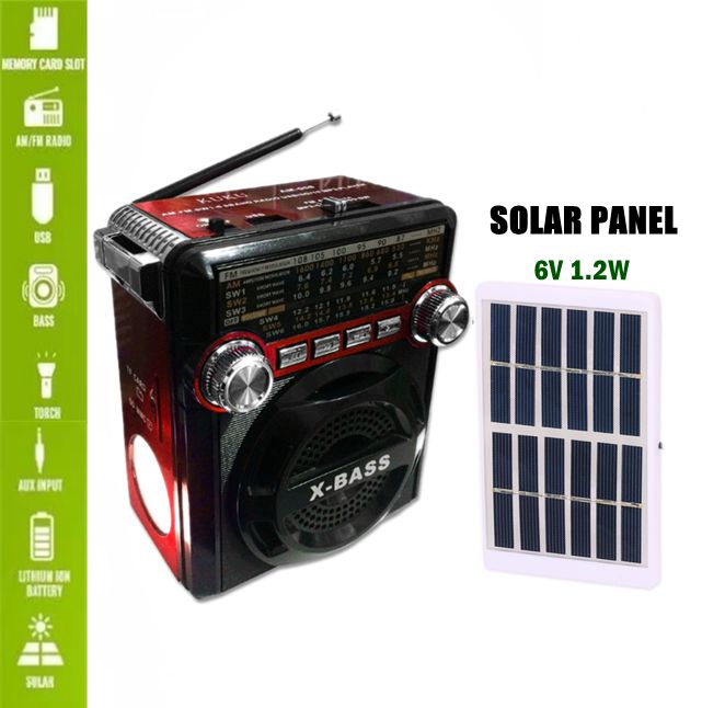 AM-058 X-BASS FM/AM/SW1-6 8 Band Radio Antenna Rechargeable USB Speaker ...