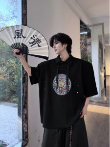 Áo Thun Nam Tay Ngắn Dáng Rộng Phong Cách Trung Hoa Mùa Hè Áo Thun POLO Trang Phục Công Sở Thường Ngày Chất Liệu Cotton Trang Phục Công Sở