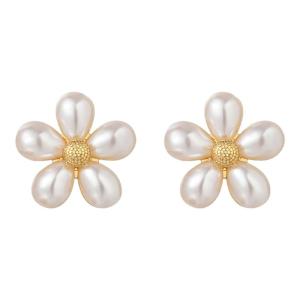 Elegant S925 Sterling Silver Pearl Flower Stud Earrings for Women Unique Beautiful Fashion Jewelry Accessories
