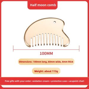 Pure Copper Brass Gua Sha Board Full Body Massage Comb Head Care Tool Traditional Chinese Medicine Meridian Brush Home Use