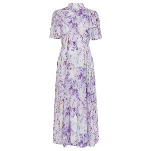 MY TENO | New Chinese Style Purple Floral Print Stand Collar Short Sleeve Dress Slim Fit My Tenno Summer 2025 Womens Fashion Dress