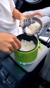 Portable Non-stick Inner pot Electric Heating Pot Multifunctional Electric Rice Cooker Food Steamer Mini Rice Cooker 100W 12V For Car / 140W 24V For Truck