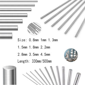 5Pcs Solids 304 Stainlesss Steel Round Rod 0.8/1/1.3/1.5/1.8/2.2-4.5mm Metal Bar Stock for DIY Craft Model Making Lathe Tool