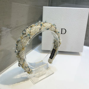 Super Flash Rhinestone Elegant Graceful Classic Style Tweed Face Slimming High Skull Top Sponge Thickness Hair-Hoop Headband Fancy