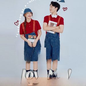 น่ารัก เดนิม ชุดเอี๊ยม การถ่ายภาพคู่รักอ่อนเยาว์งานแต่งงานถ่ายภาพเสื้อผ้าเครื่องแต่งกายบนเวที ผู้หญิง แฟชั่น ฤดูร้อน 2022