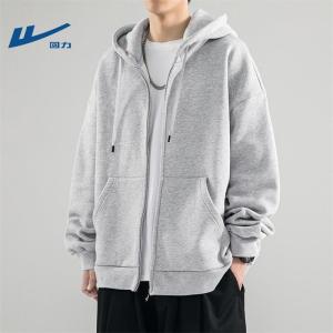 เสื้อสเวตเตอร์มีฮู้ดแขนยาวผู้ชาย Warrior Pure Color เสื้อคลุมกันหนาวสไตล์อเมริกันสำหรับวัยรุ่นฤดูใบไม้ร่วง 2025 แจ็คเก็ตผ้าผสมคอตตอนโพลีเอสเตอร์