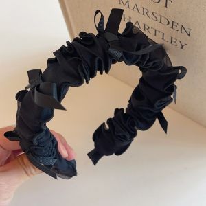 AMUMU แหวนผมผ้าตาข่ายสไตล์บัลเล่ต์หวานๆ พร้อมโบว์ผีเสื้อขอบกว้าง สำหรับผู้หญิง แหวนผมสไตล์เกาหลี แฟชั่นฤดูใบไม้ผลิ 2024