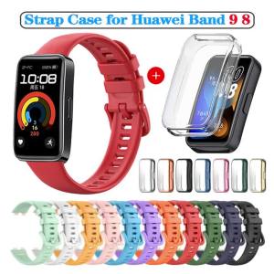 Silicone Strap+Case for Huawei Band 9 Smartwatch Sport Strap Replacement Bracelet for Huawei Band 9 Wristband Bumper Accessories