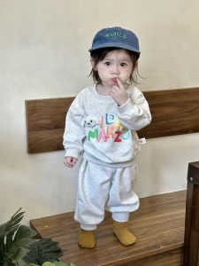 Adorable Childrens Outfit Set Long Sleeve Casual Two-Piece Suit Baby Clothes Cotton Polyester Spring Autumn Korean Style