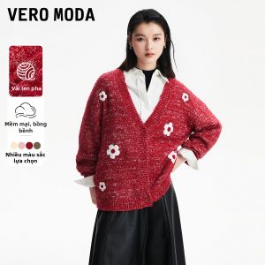 Vero Moda | Áo Sweater Len Rộng Vai Rơi Cổ V Họa Tiết Hoa - Xả Hàng Mùa Thu