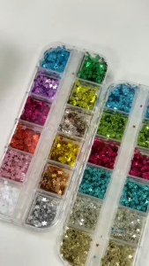 [Vainpot-SG] Star Sequins Nail Art Decorations 12-Grid Box | Glitter Stars Mix 1mm to 3mm