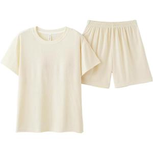 Bộ đồ ngủ đôi MiiOW bằng lụa băng polyester tay ngắn có đệm ngực