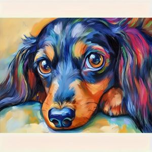 Kayou | DIY Oil Painting By Numbers Kit Colorful Dachshund Acrylic Paint By Numbers Diy Numbers Painting Art on Canvas By Numbers