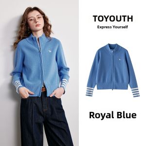 Toyouth | Embroidery Zipper Knitted Light Sport Outerwear