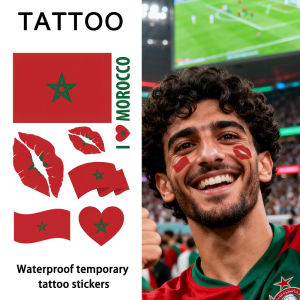 Morocco Flag Temporary Tattoo Sticker Long-lasting and Waterproof Festival Football Soccer Fan Face Stickers Arm Face