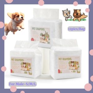 Pet Diapers for Male Dogs 12pcs Leak-proof Absorbent Puppy Physiological Pants Disposable Cotton Dog Training Pads All Breed