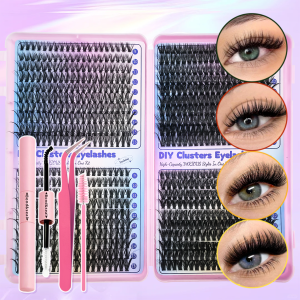 800PCS Eyelash Curler & Extension Set - 30D+40D+50D+60D Mixed Length (9-16mm) Beginner-Friendly for DIY Home Use & Reusable