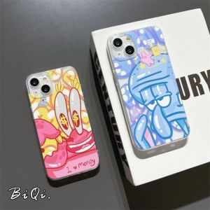 Biqi Cute Cartoon Crab Owner Octopus Phone Case Silicone Full Cover Transparent Anti-Fall for  13Pro 12Mini 15 16 8Plus Xsmax