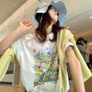 DUOFEIYAN | White Heavyweight 3D Print T-Shirt Women Summer Casual Loose Outerwear