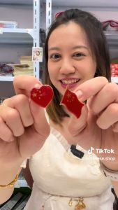 เข็มกลัดธงชาติจีน - สั่งขั้นต่ำ5อัน - เข็มกลัดติดอก - ธงชาติจีน หัวใจจีน - ประเทศจีน