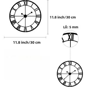 CIFbuy | Đồng Hồ Treo Tường Bằng Sắt Đen Đồ Trang Trí Nghệ Thuật Tượng Sắt Treo Tường Vật Trang Trí Treo Phù Hiệu Trang Trí Cho Trong Nhà Ngoài Trời Nhà Bếp Phòng Ngủ Ban Công Vườn.